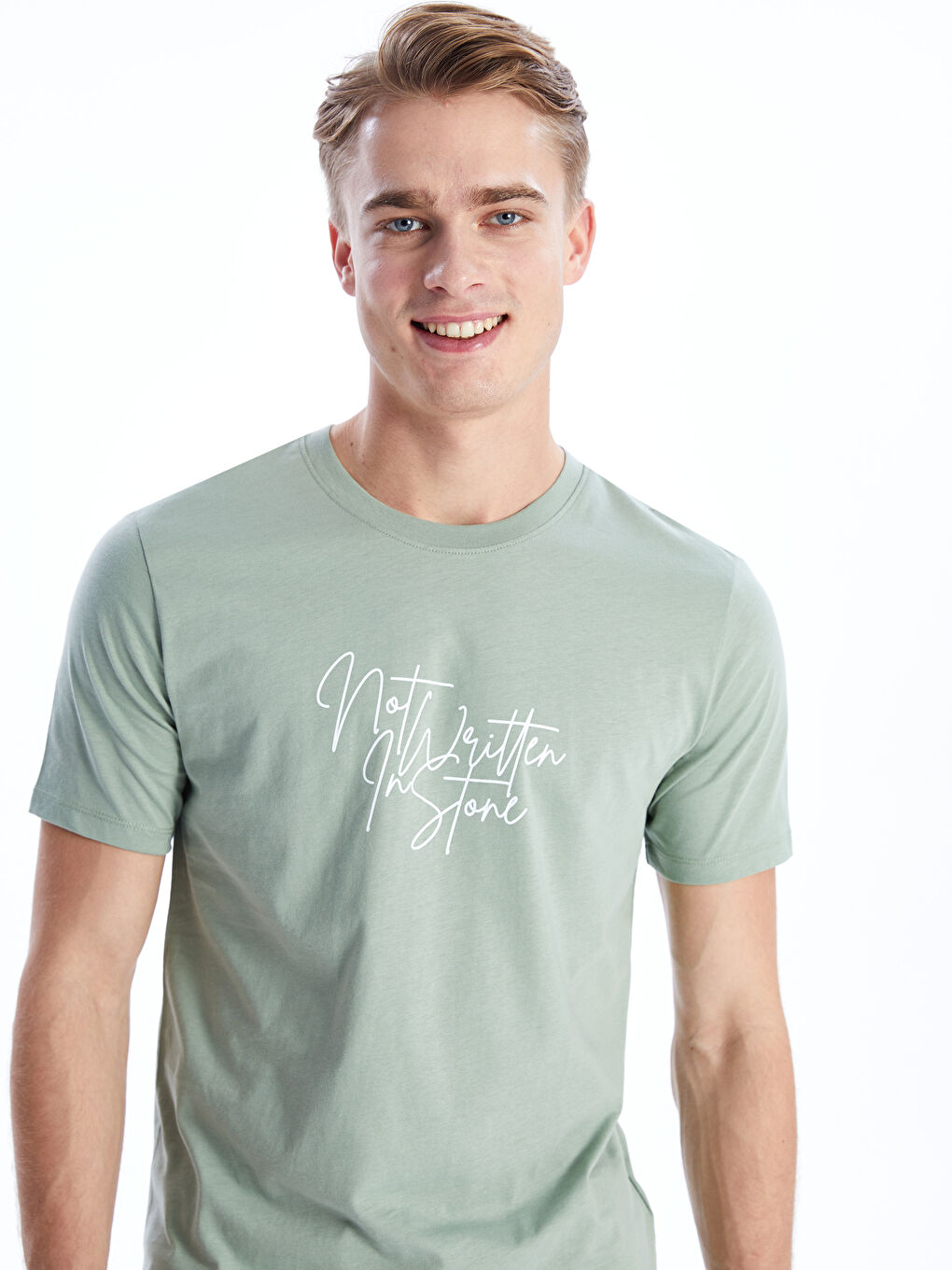 Crew Neck Short Sleeve Printed Combed Cotton Men's T-shirt