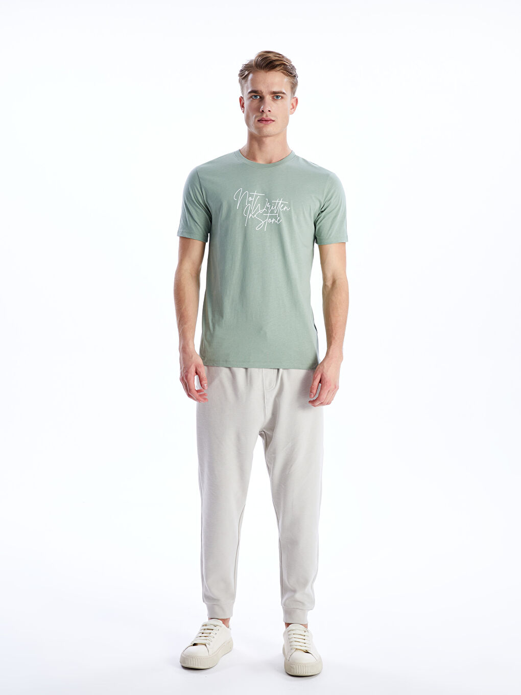 Crew Neck Short Sleeve Printed Combed Cotton Men's T-shirt-2