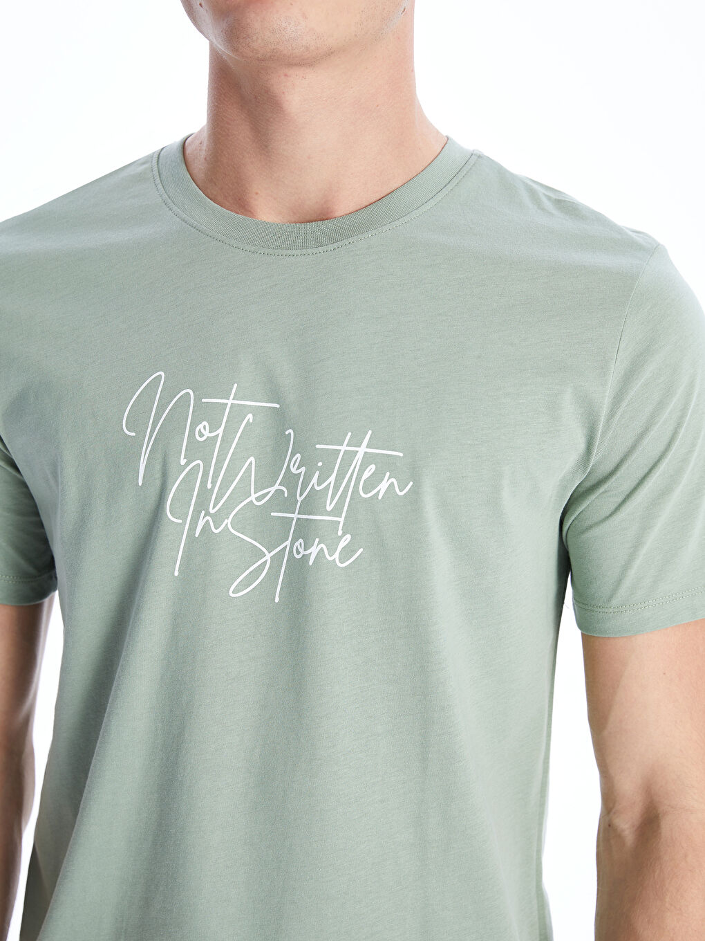 Crew Neck Short Sleeve Printed Combed Cotton Men's T-shirt-3