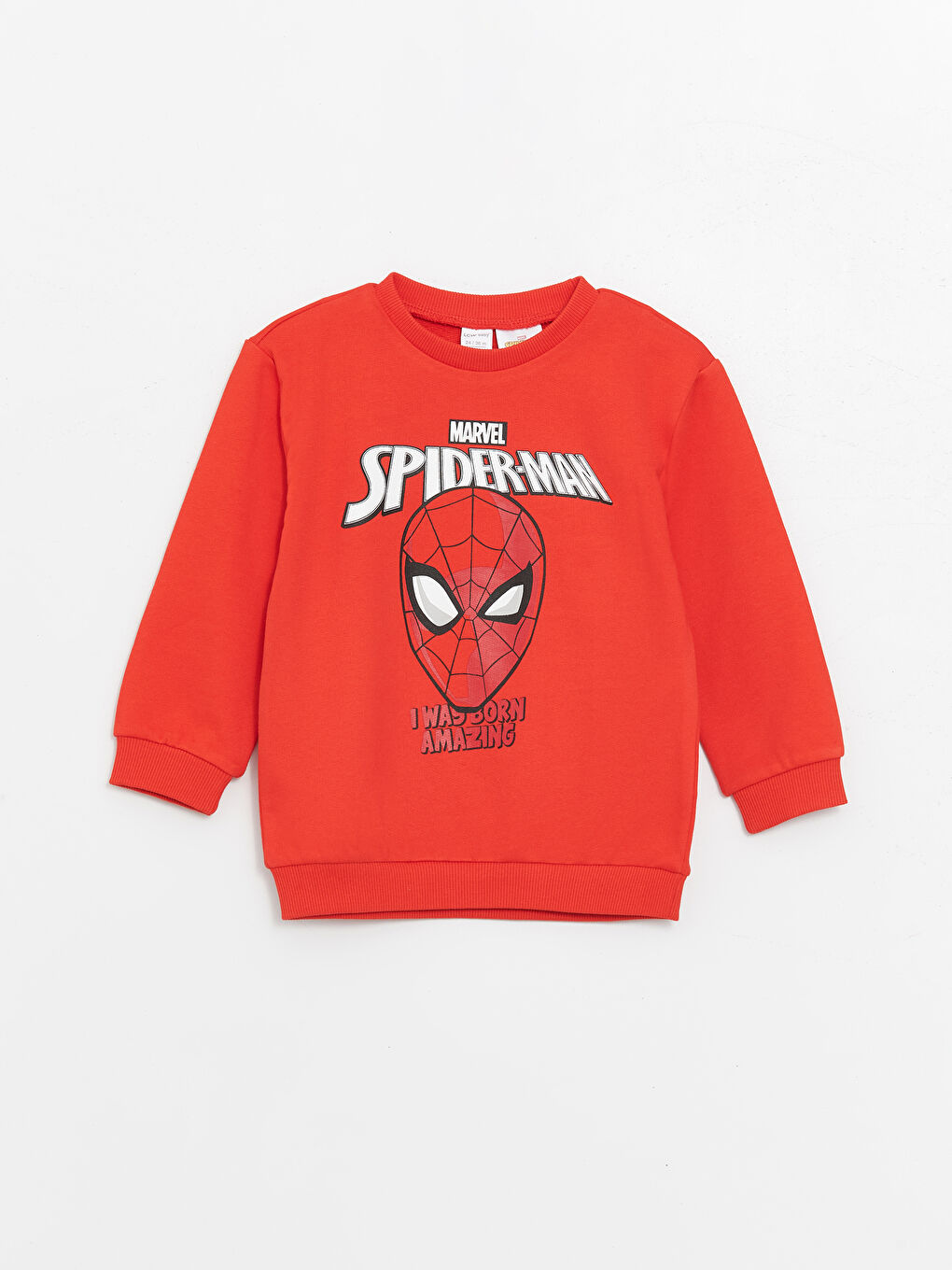 Kırmızı Bisiklet Yaka Uzun Kollu Spider-Man Baskılı Erkek Bebek Sweatshirt