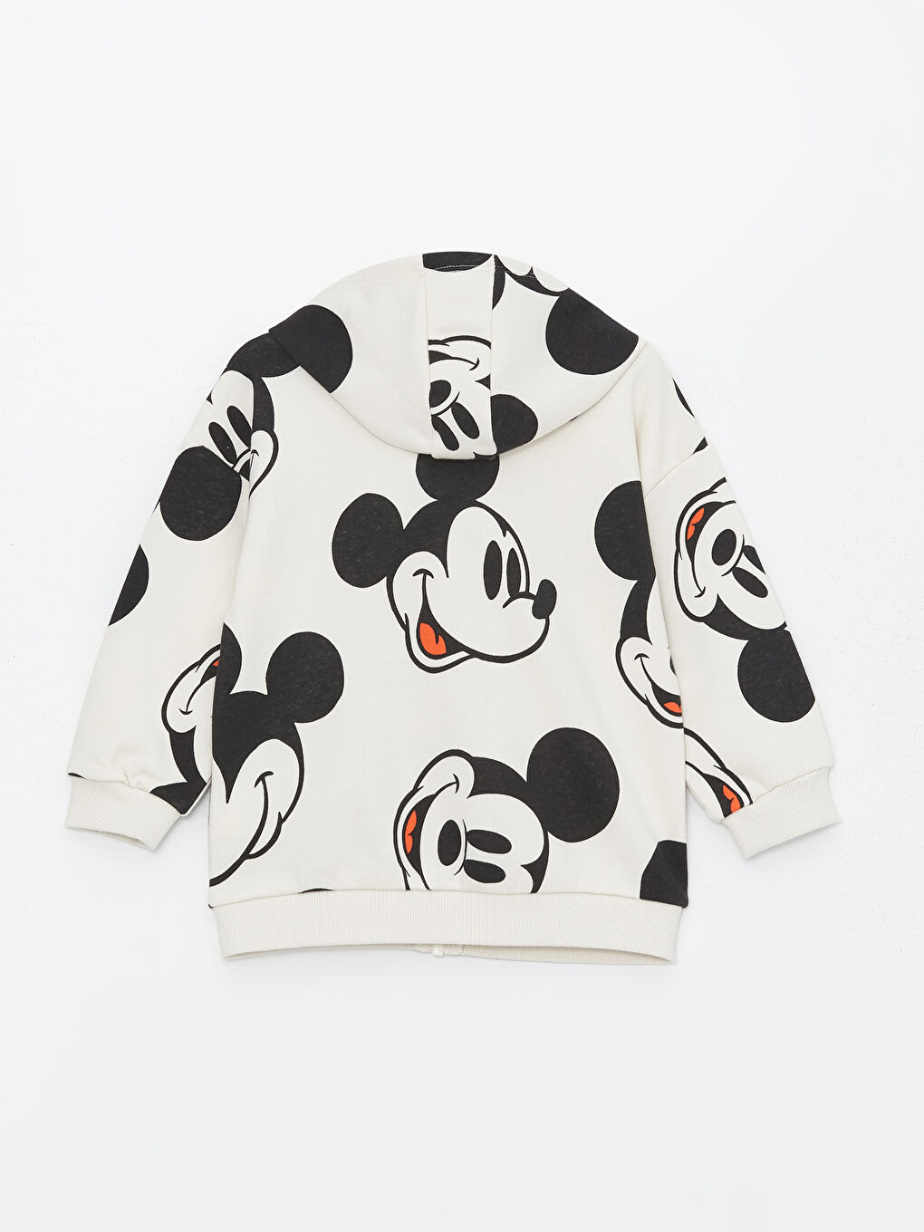 LCW Kids Ekru Mickey Mouse Baskılı Erkek Çocuk Fermuarlı Sweatshirt - 1