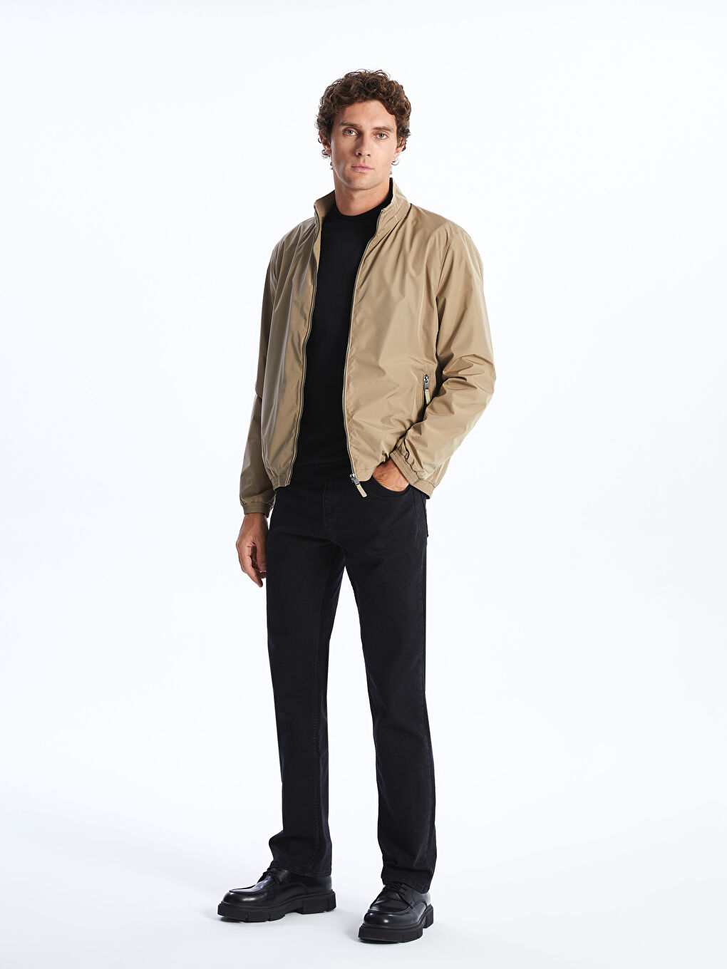 Мужская куртка стандартного кроя с воротником-трубой-2