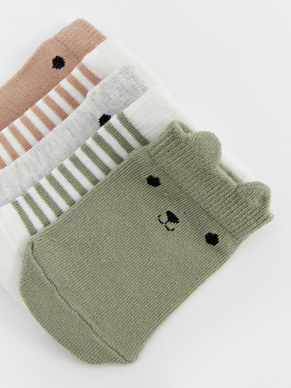 Yeşil Baskılı Erkek Bebek Patik Çorap 5'li-2