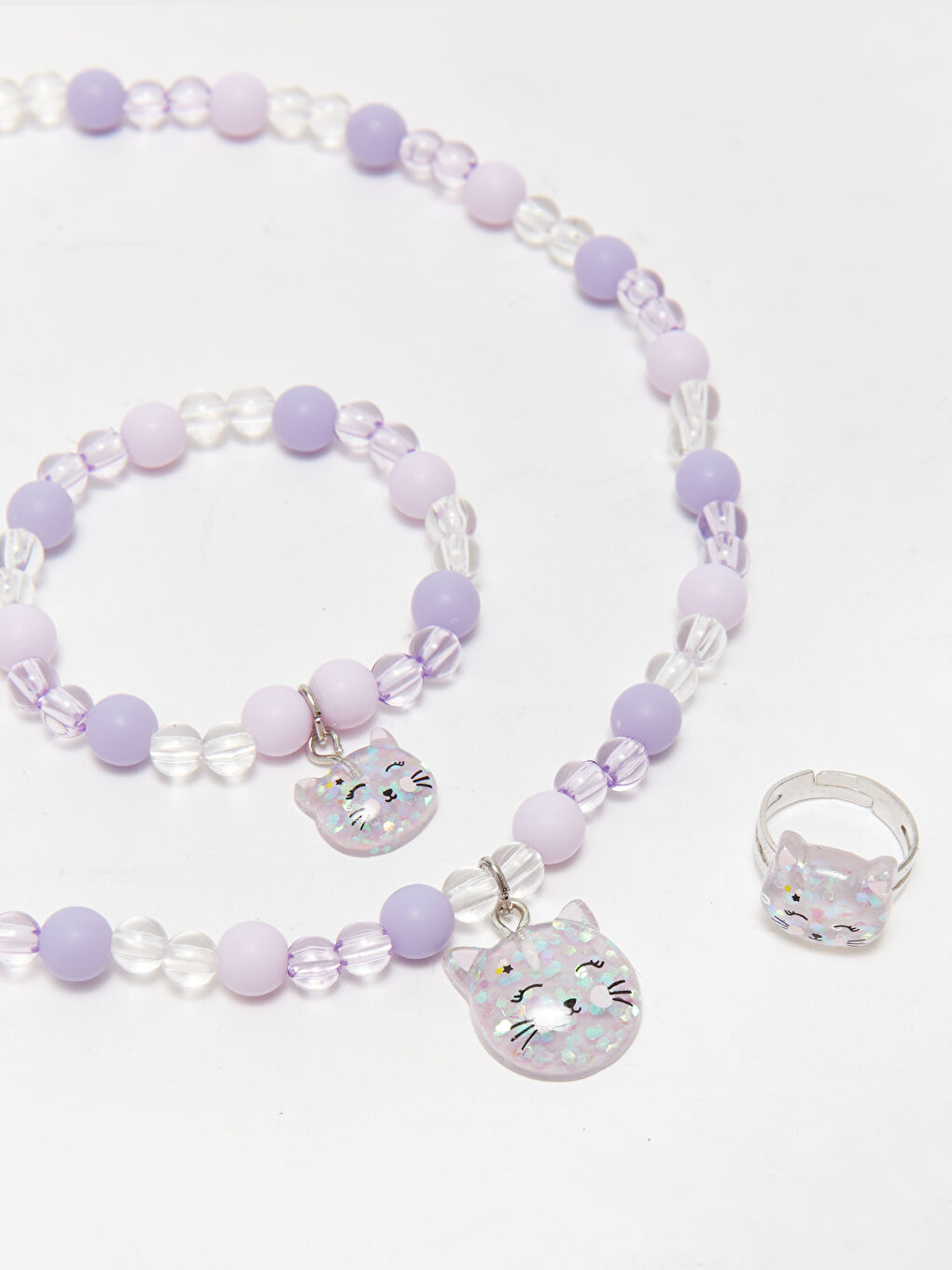 Karışık Kedi Figürlü Kız Çocuk Takı Seti-1