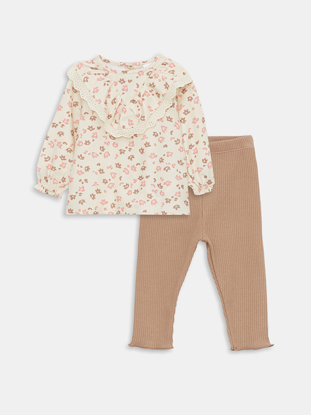 LCW baby Ensemble Blouse et Leggings Imprimés à Manches Longues et Col Rond pour Bébés Filles Lot de 2 -S43755Z1-LRB