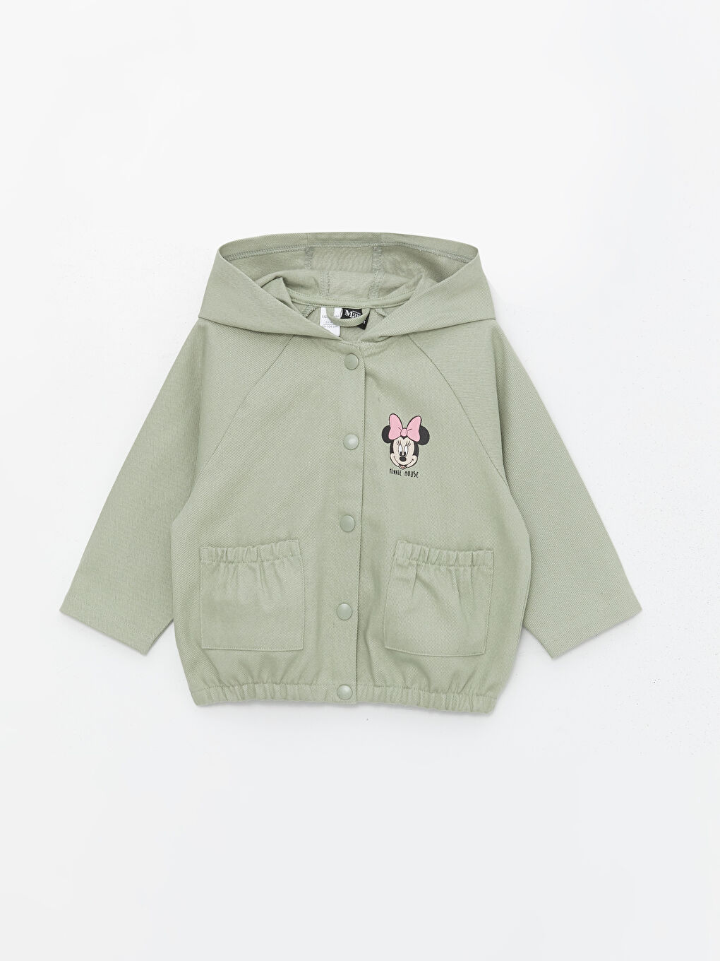 Yeşil Minnie Mouse Baskılı Kız Bebek Mont Bomber Ceket