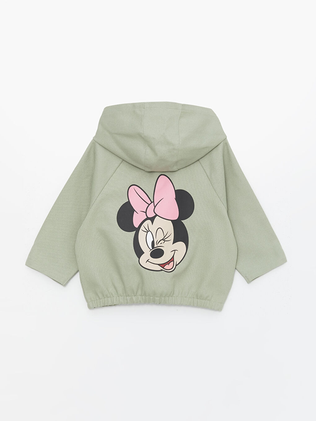 Yeşil Minnie Mouse Baskılı Kız Bebek Mont Bomber Ceket-1