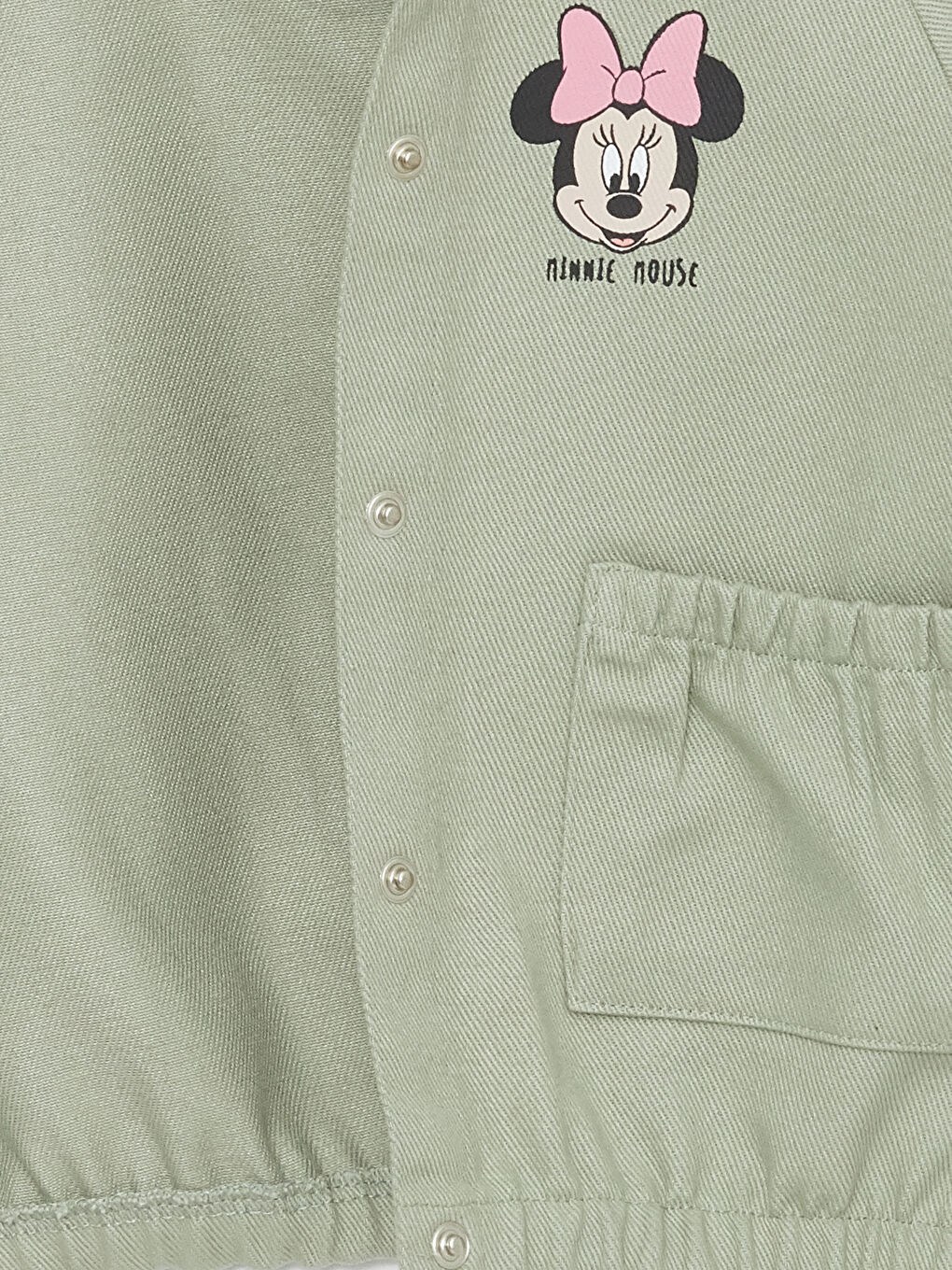 Yeşil Minnie Mouse Baskılı Kız Bebek Mont Bomber Ceket-2