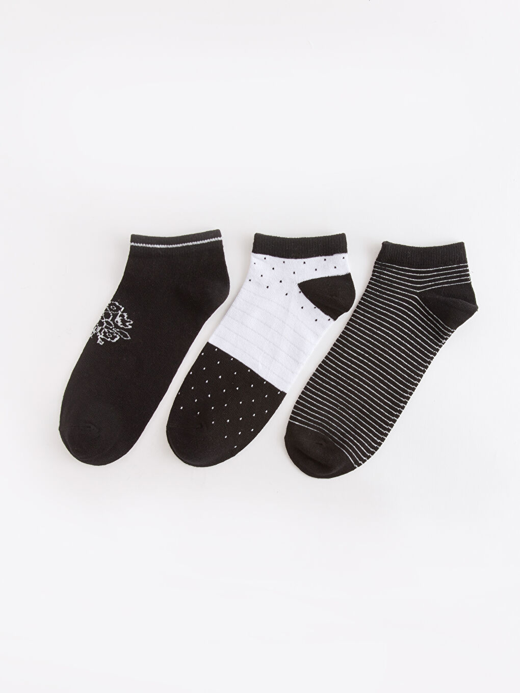 LCW DREAM Patterned Women's Trainer Socks 3-pack -S43786Z8-CVL