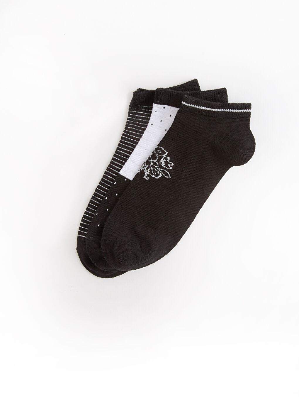 LCW DREAM Patterned Women's Trainer Socks 3-pack -S43786Z8-CVL