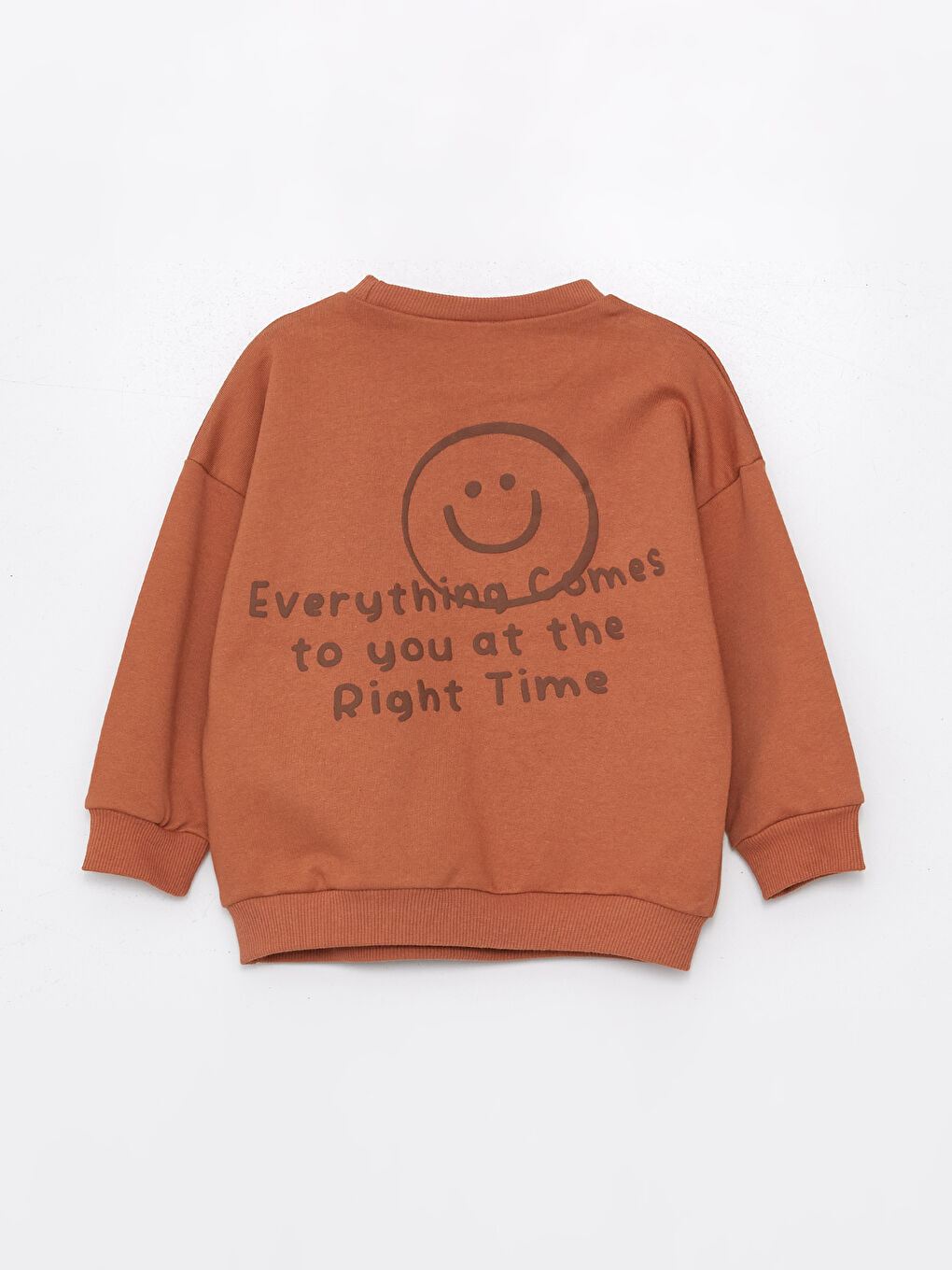 Kahverengi Bisiklet Yaka Baskılı Erkek Bebek Sweatshirt-1