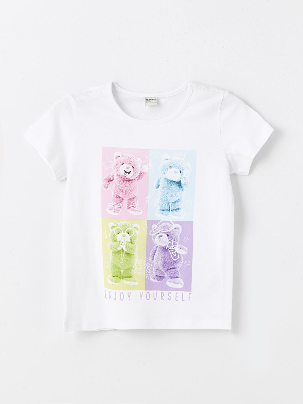 Crew Neck Printed Short Sleeve Girls' T-Shirt