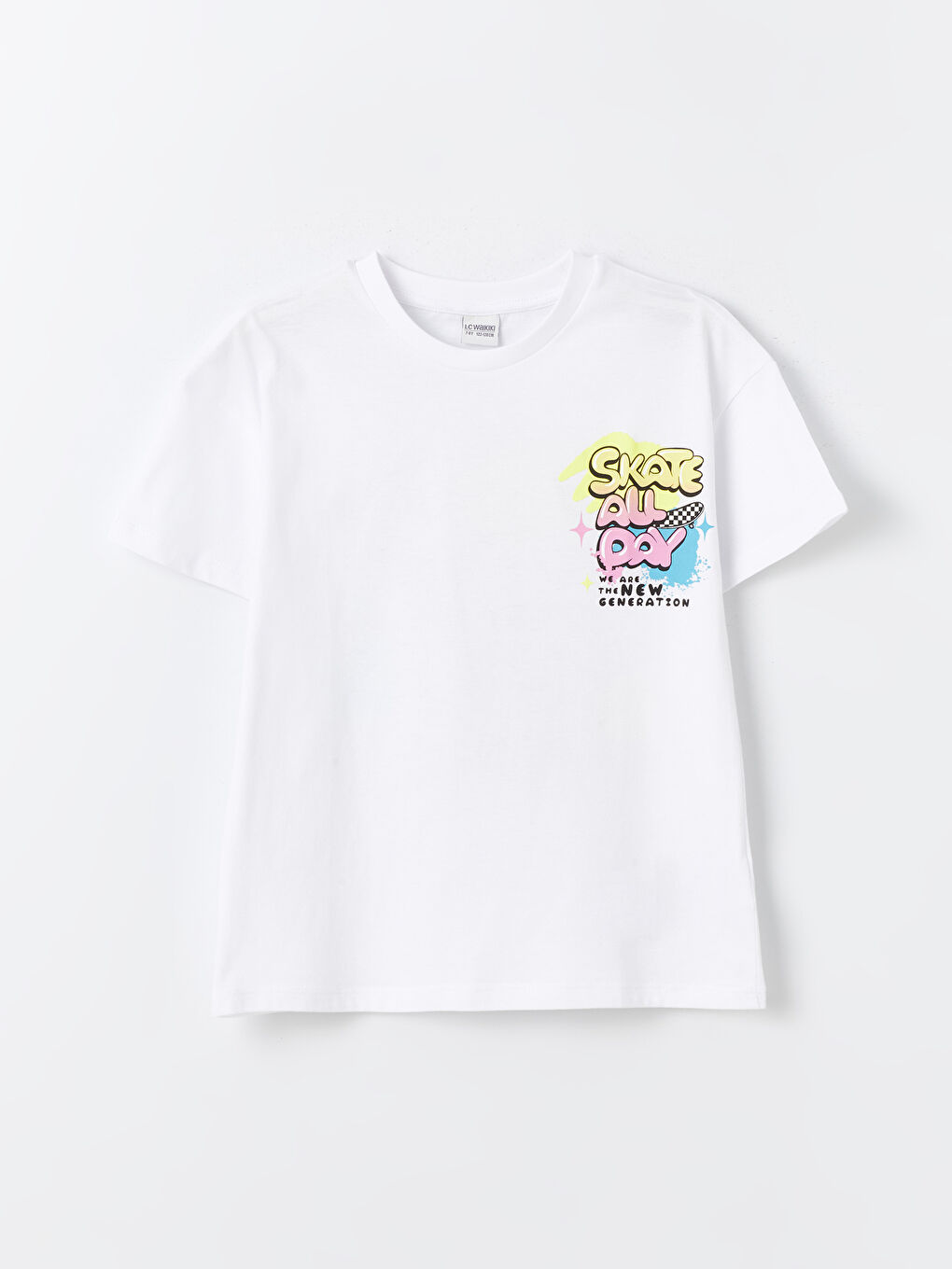 Crew Neck Printed Short Sleeve Girls' T-Shirt -S43845Z4-Q6K