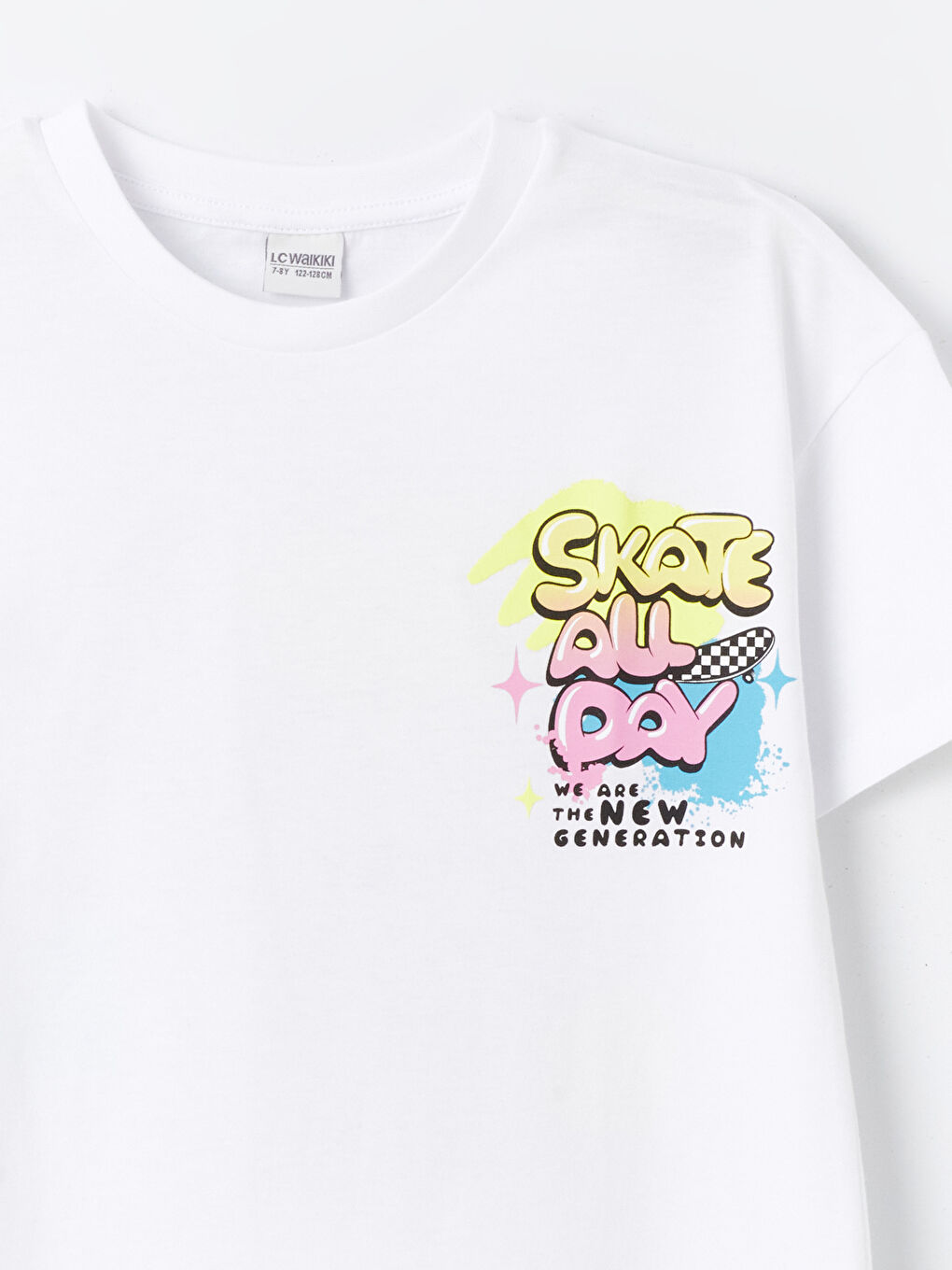 Crew Neck Printed Short Sleeve Girls' T-Shirt -S43845Z4-Q6K