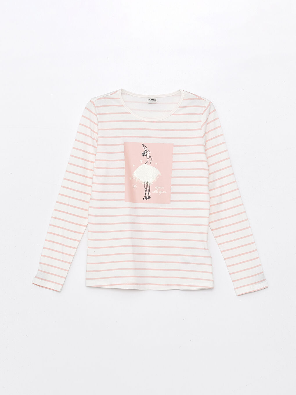 Crew Neck Printed Long Sleeve Girls' T-Shirt -S43856Z4-LRA