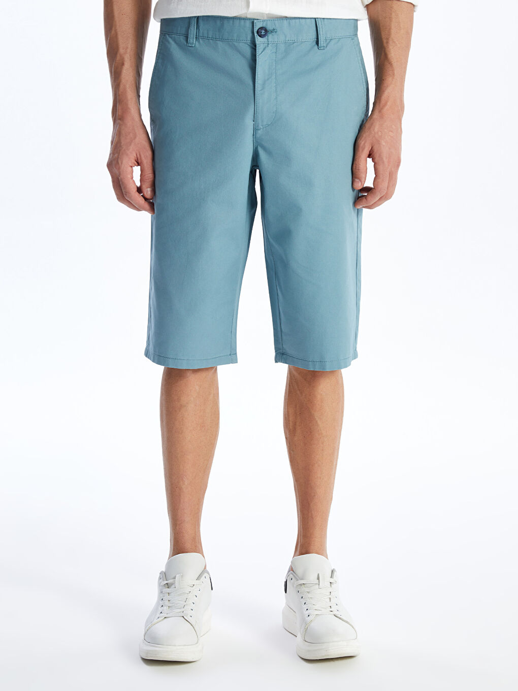 Ерлерге арналған еркін пішімдегі габардин шолақ шалбар-3