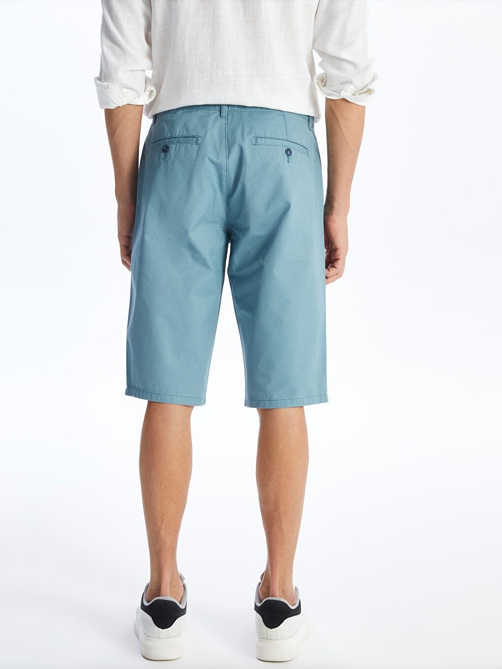 Ерлерге арналған еркін пішімдегі габардин шолақ шалбар-4