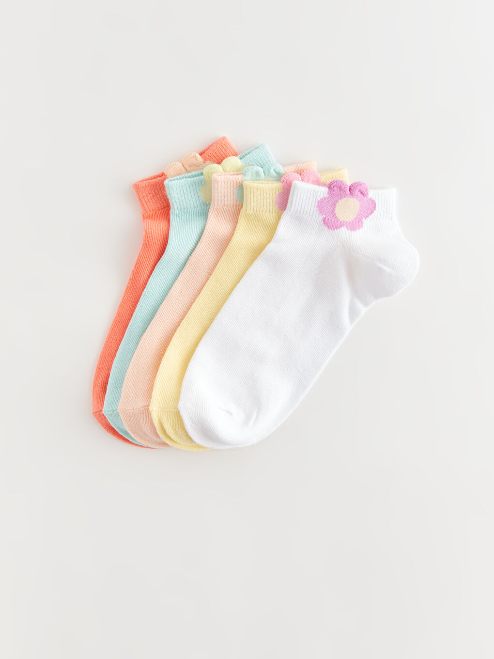 Ekru Kız Çocuk Patik Çorap 5'li-1