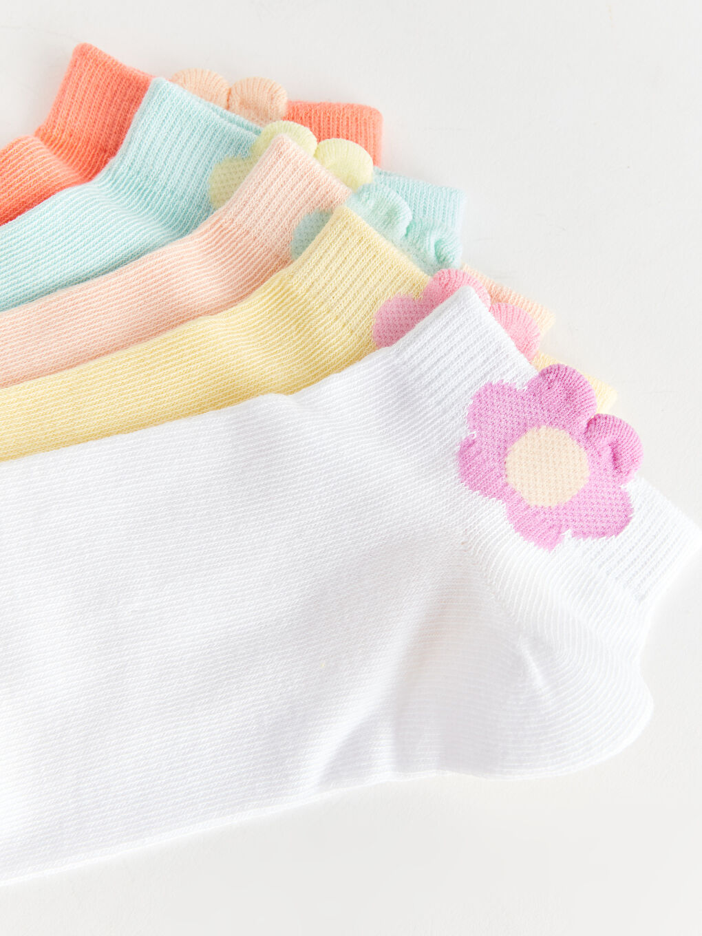 Ekru Kız Çocuk Patik Çorap 5'li-2