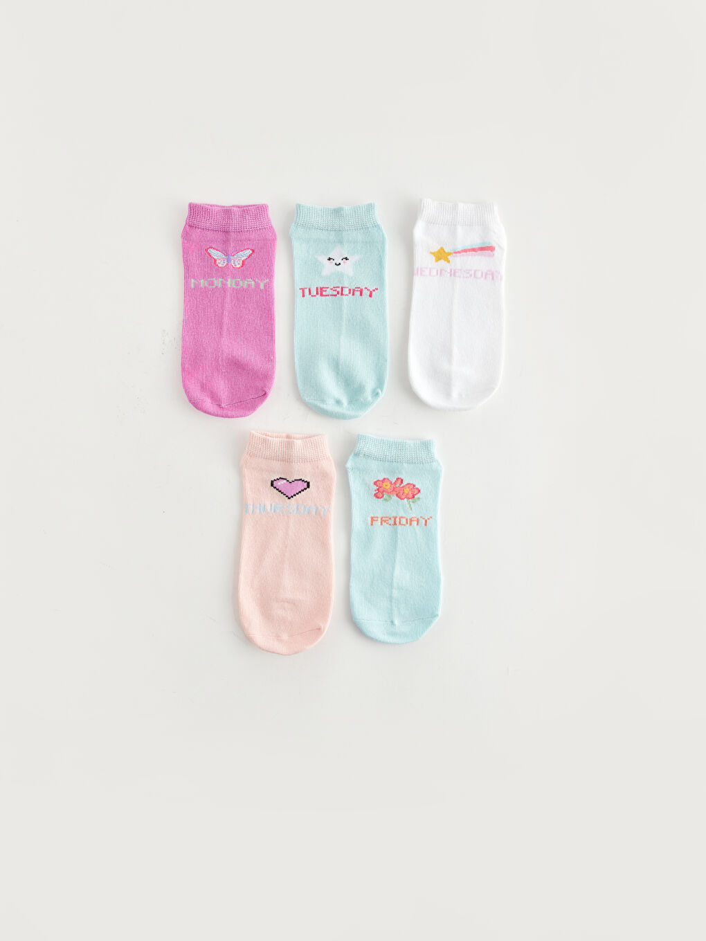 Patterned Girl Booties Socks 5-Pack -S43944Z4-G4X