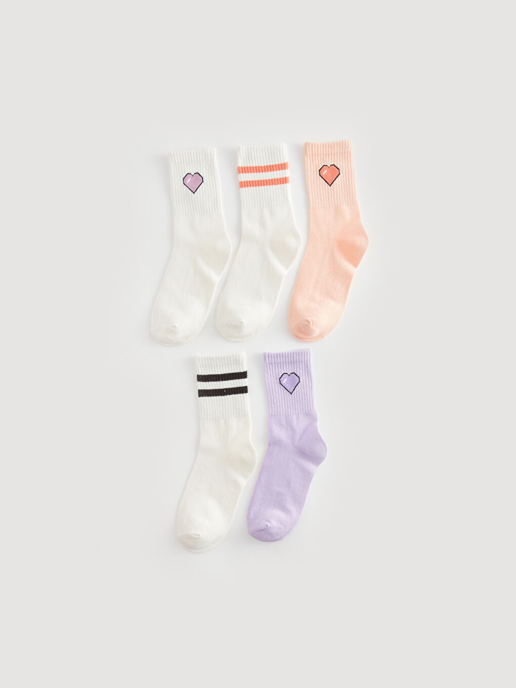 LCW Kids Gemusterte Knöchelsocken für Mädchen 5er-Pack -S43960Z4-J5E