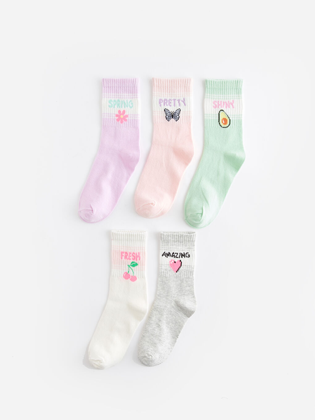 Chaussettes de Cheville à Motifs pour Filles Lot de 5 Pièces