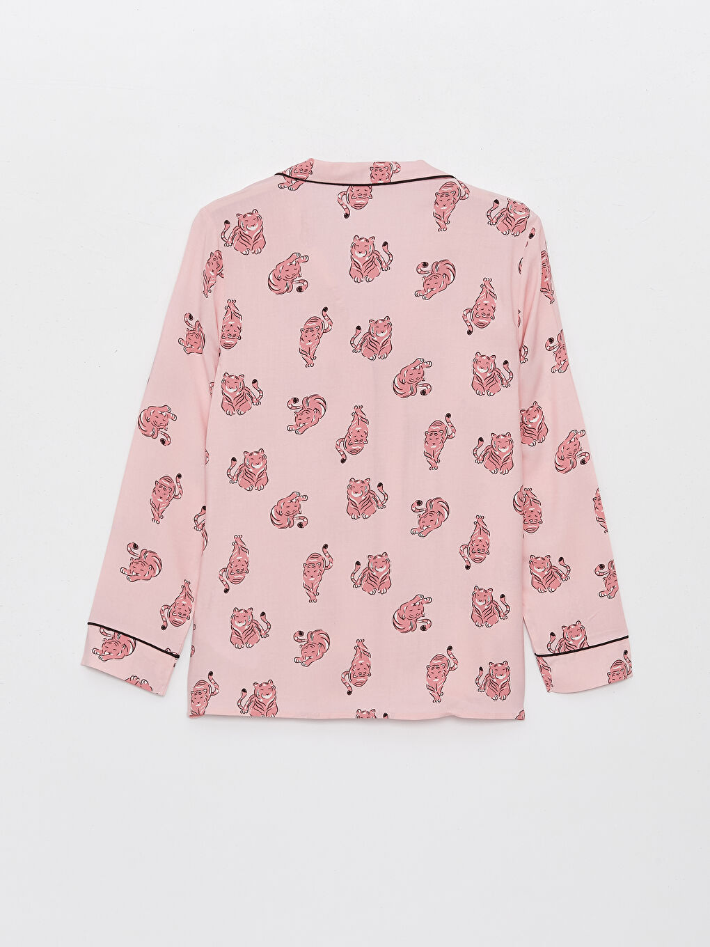 Shirt Collar Patterned Women's Pajamas Set -S44058Z8-LT4