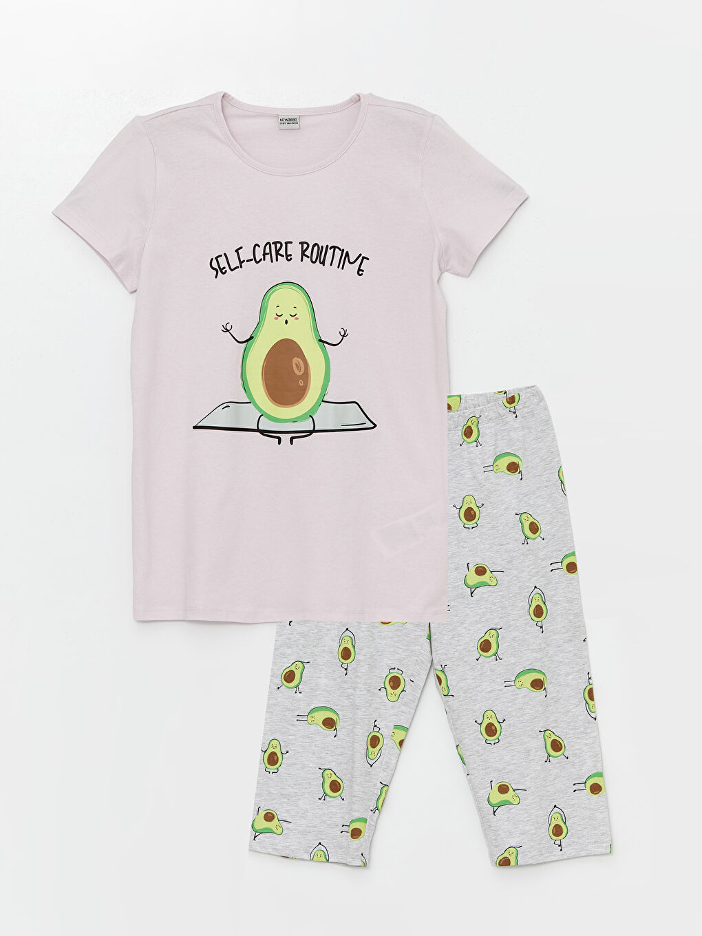 LCW Kids Crew Neck Printed Short Sleeve Girls' Pyjama Set -S44079Z4-FYE