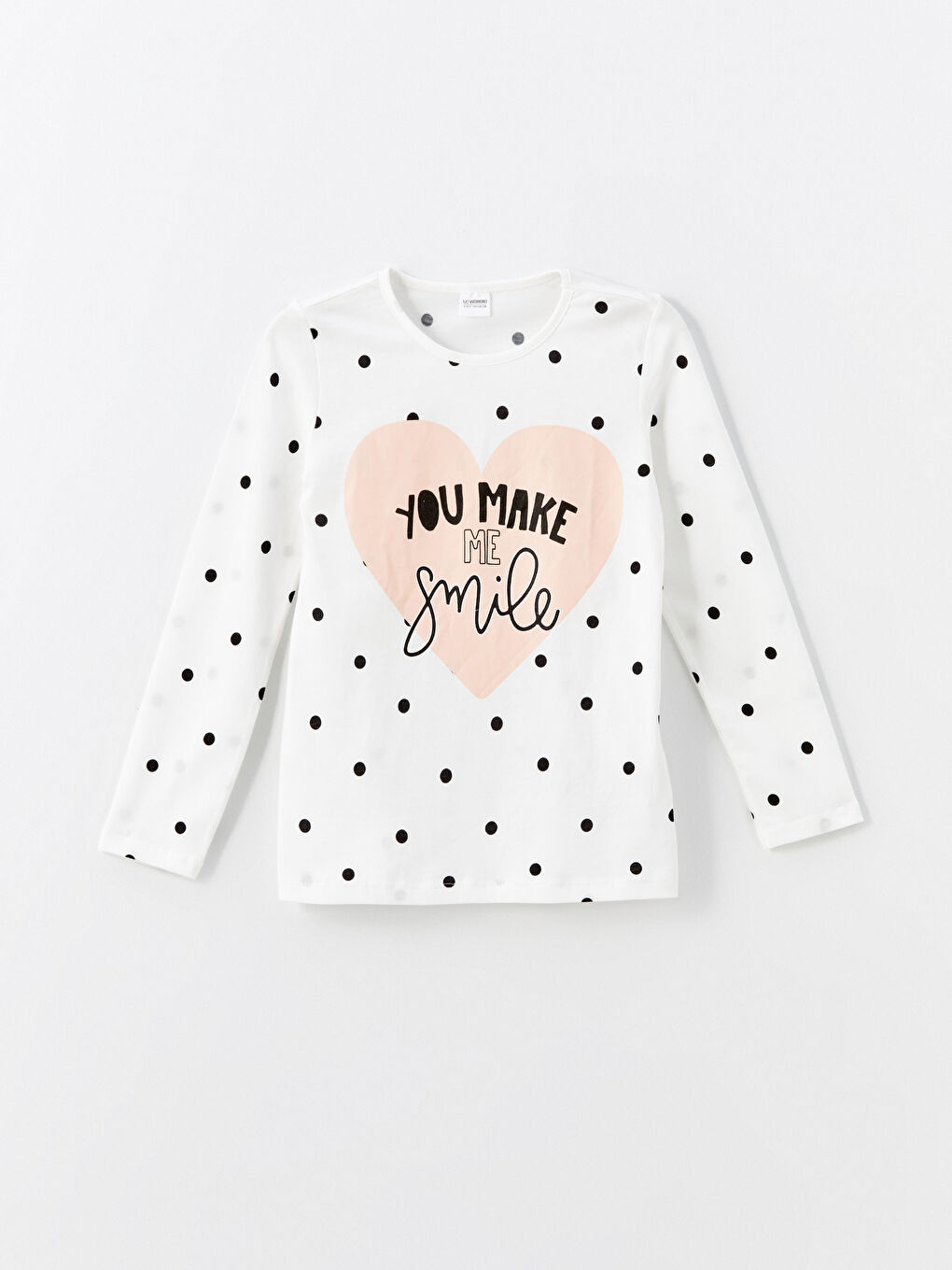 Ekru Bisiklet Yaka Baskılı Kız Çocuk Pijama Üst