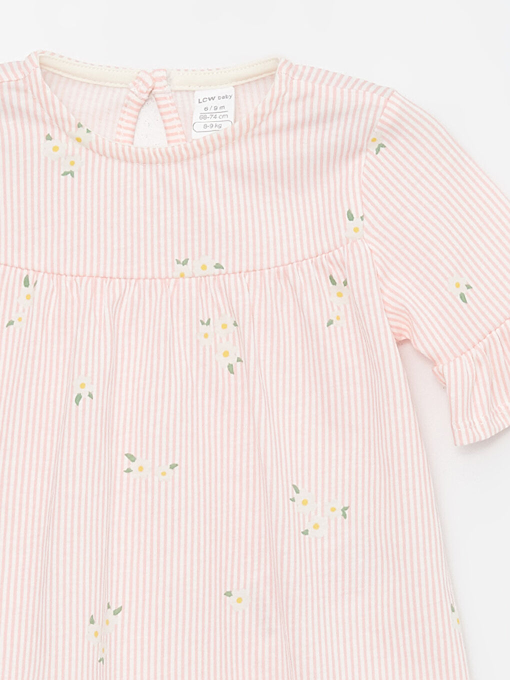 Pembe Bisiklet Yaka Çiçek Desenli Kız Bebek Bluz-1