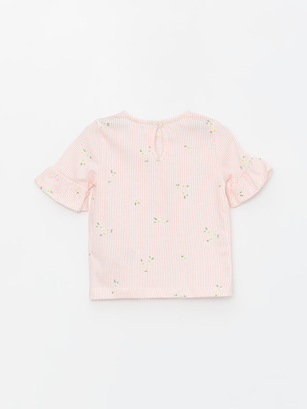 Pembe Bisiklet Yaka Çiçek Desenli Kız Bebek Bluz-2