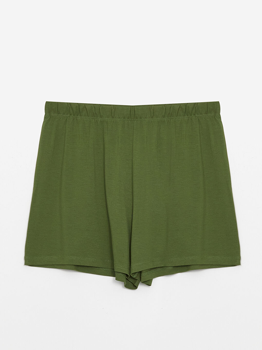 Yeşil Beli Lastikli Kadın Şort Pijama Altı