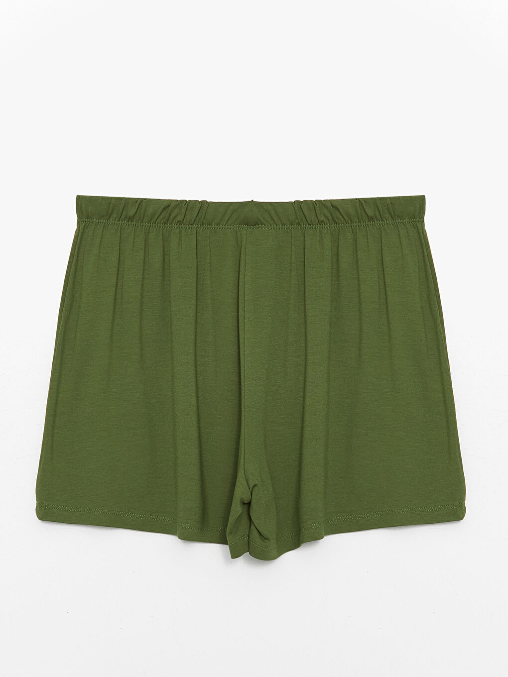 Yeşil Beli Lastikli Kadın Şort Pijama Altı-1