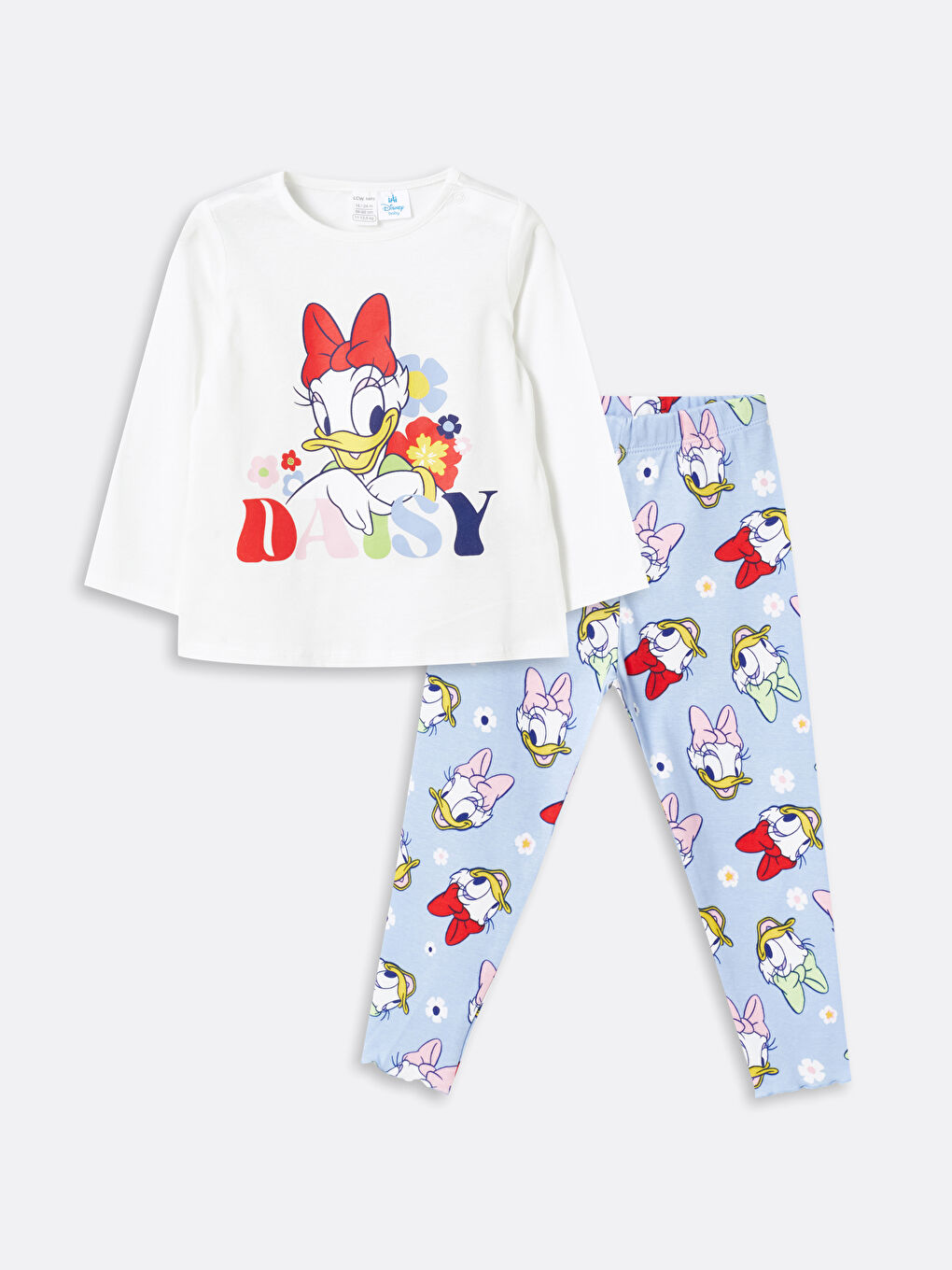 Crew Neck Long Sleeve Daisy Duck Printed Baby Girl Pajama Set -S44122Z1-FDU