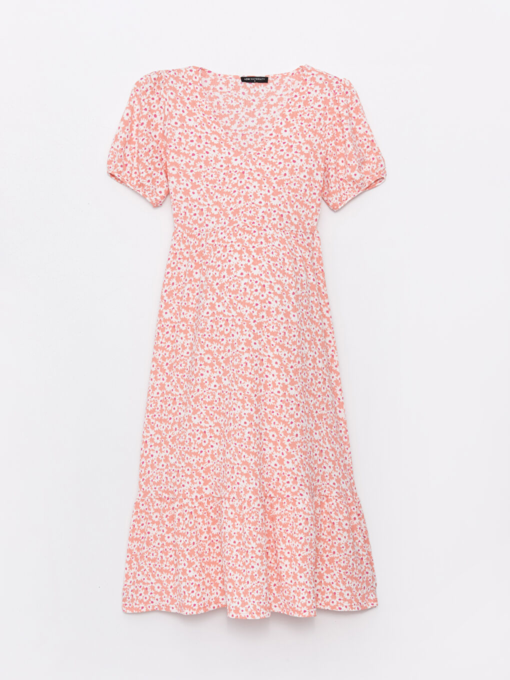 LCWAIKIKI Maternity V-Neck Patterned Short Sleeve Maternity Dress -S44216Z8-LR8