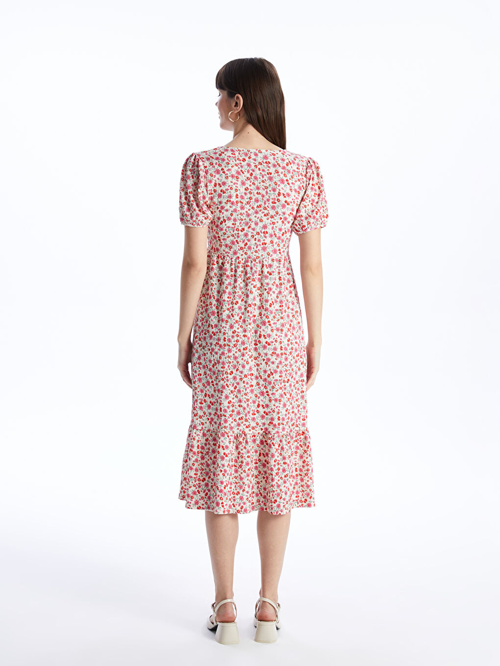 V-Neck Patterned Short Sleeve Maternity Dress -S44216Z8-LT9