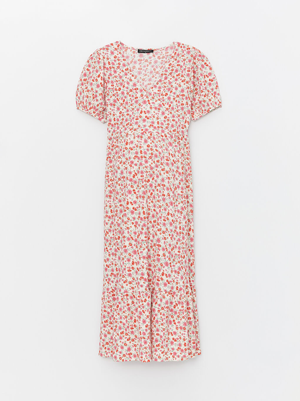 V-Neck Patterned Short Sleeve Maternity Dress -S44216Z8-LT9