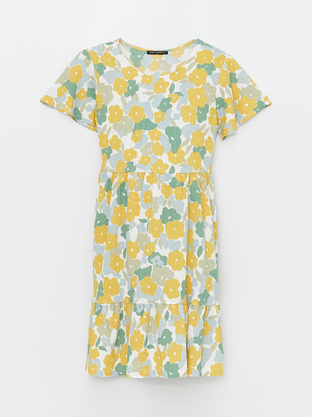 Crew Neck Floral Short Sleeve Maternity Dress-5