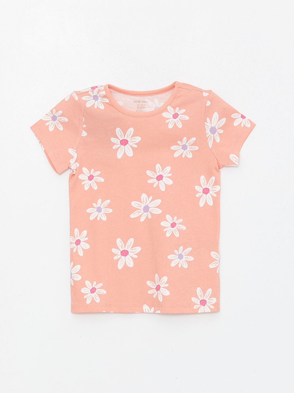 Crew Neck Short Sleeve Floral Baby Girl Pajama Set -S44240Z1-LR4