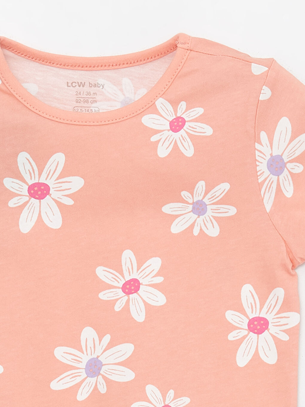Crew Neck Short Sleeve Floral Baby Girl Pajama Set -S44240Z1-LR4