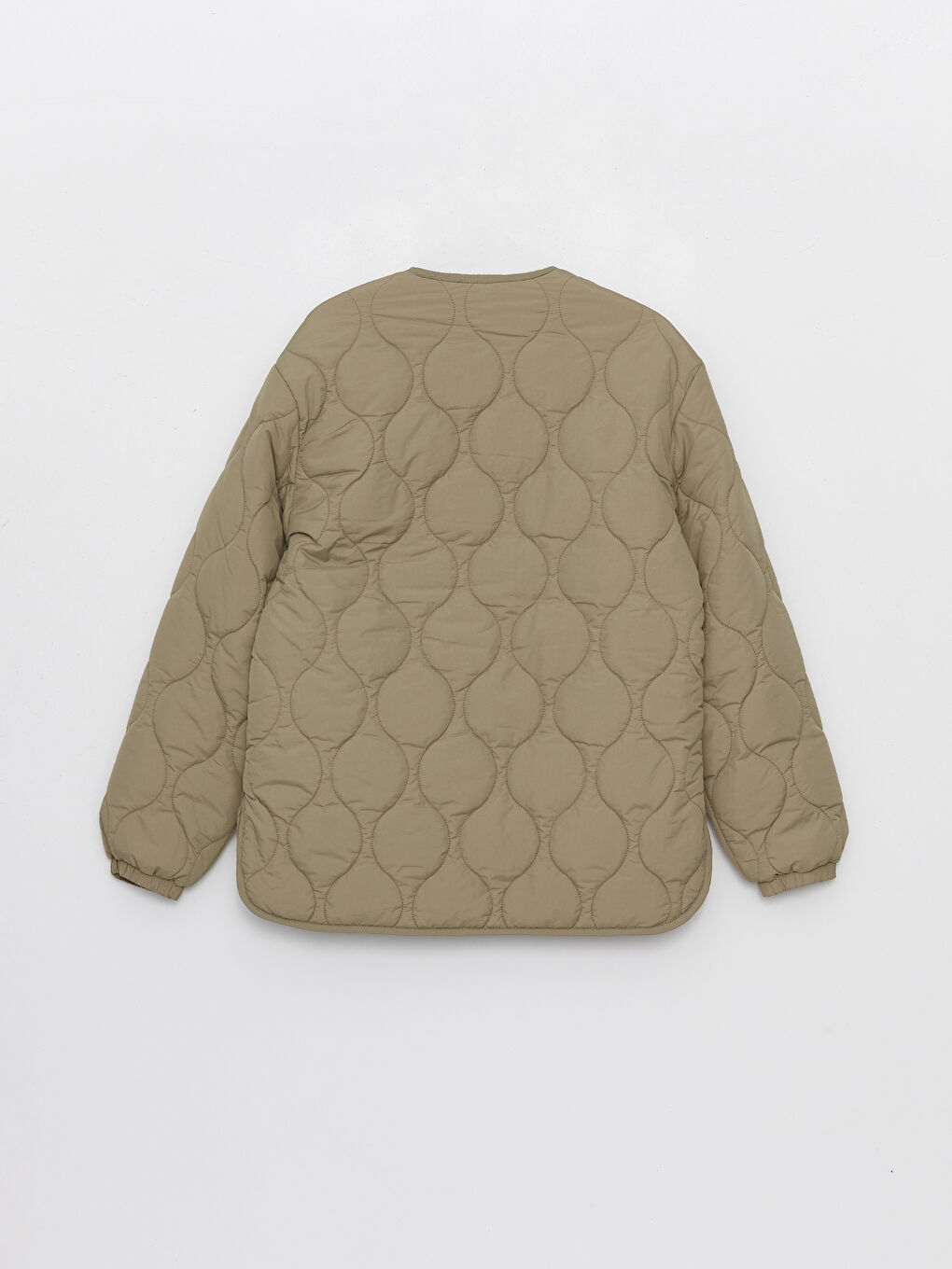 Crew Neck Self Patterned Long Sleeve Women's Down Jacket -S44292Z8-RSX