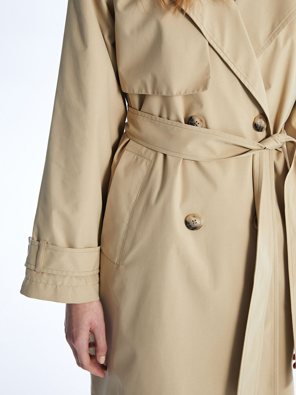 Kahverengi Ceket Yaka Kadın Trençkot-3