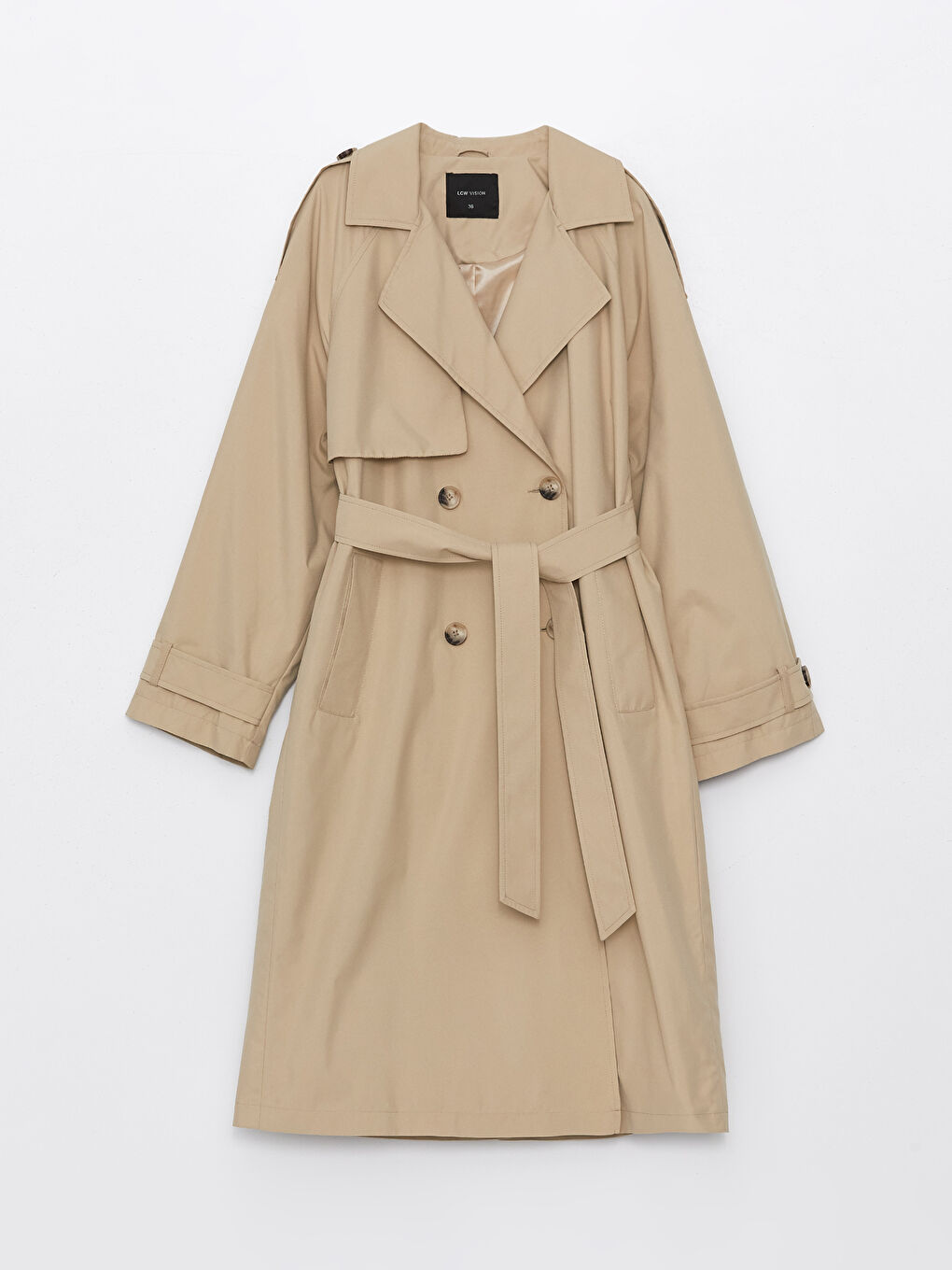 Kahverengi Ceket Yaka Kadın Trençkot-5