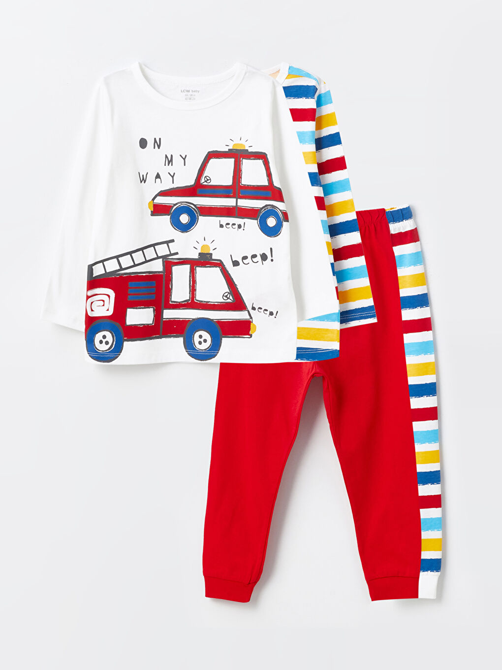 Long Sleeve Crew Neck Pyjamas Set, 2 Packed -S44320Z1-FFB