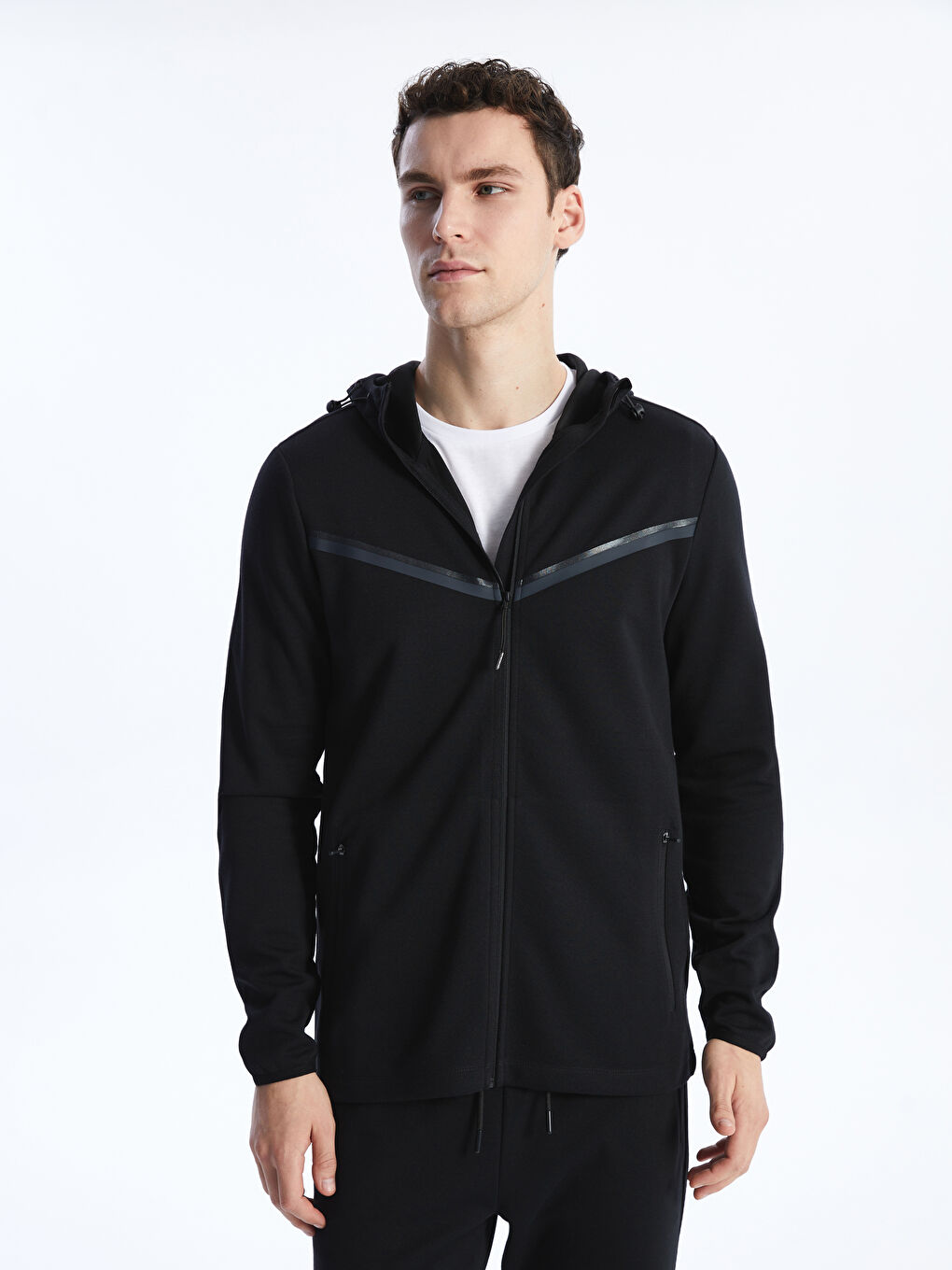 Xside Active Yeni Siyah Kapüşonlu Uzun Kollu Erkek Fermuarlı Sweatshirt - 1