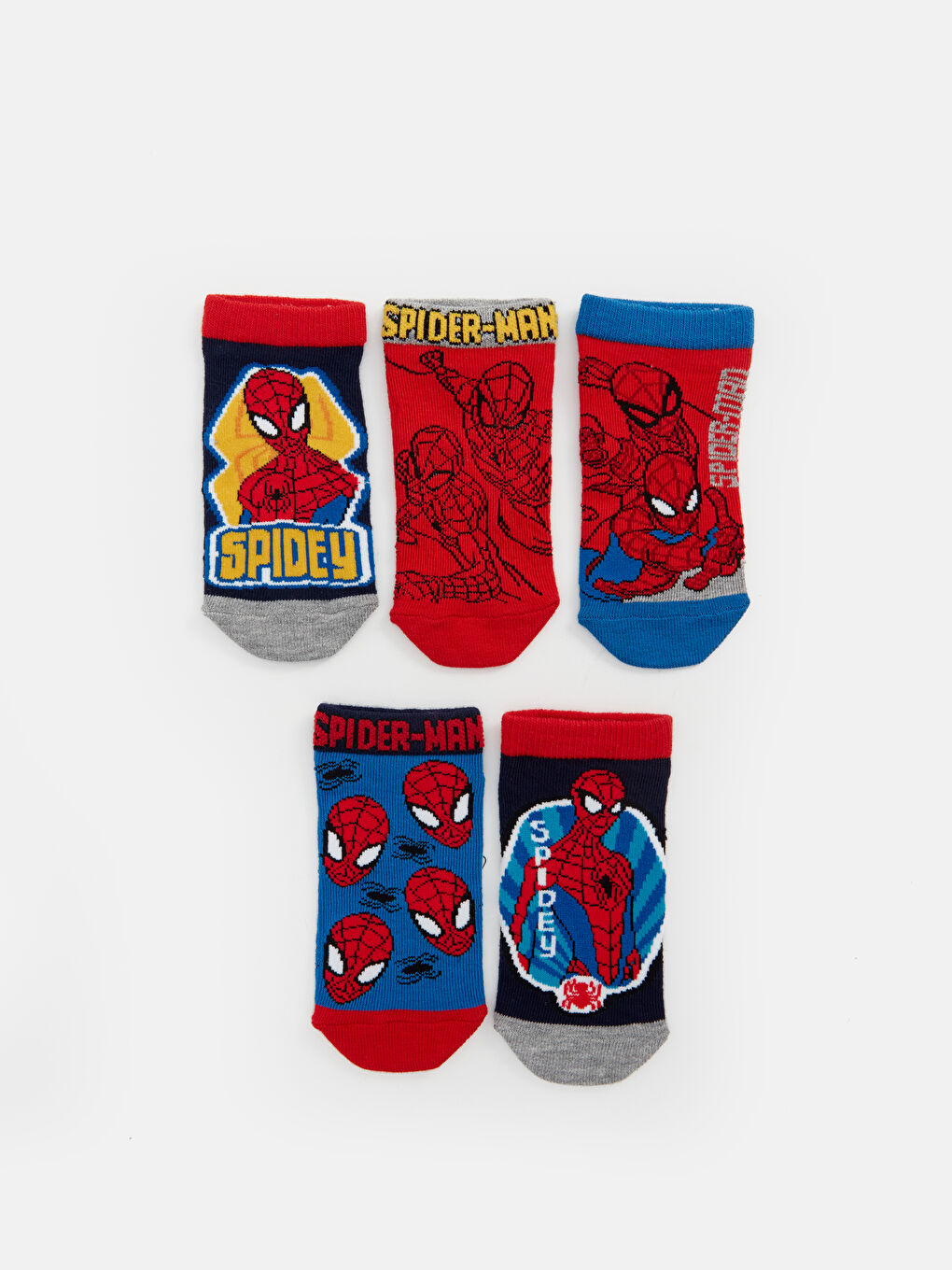Karışık Spider-Man Desenli Erkek Çocuk Patik Çorap 5'li