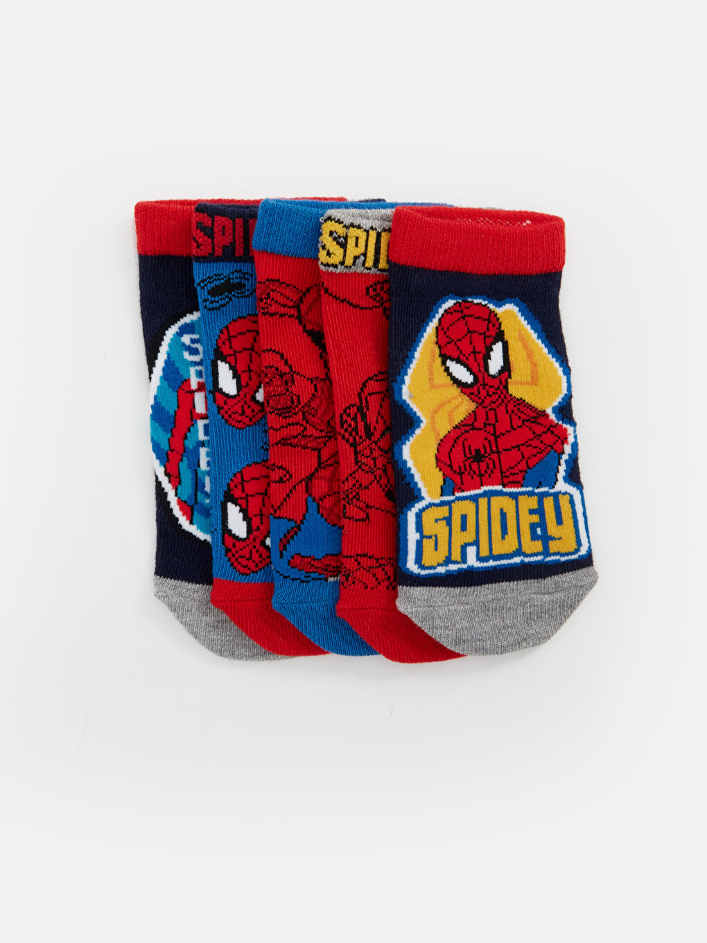 Karışık Spider-Man Desenli Erkek Çocuk Patik Çorap 5'li-1