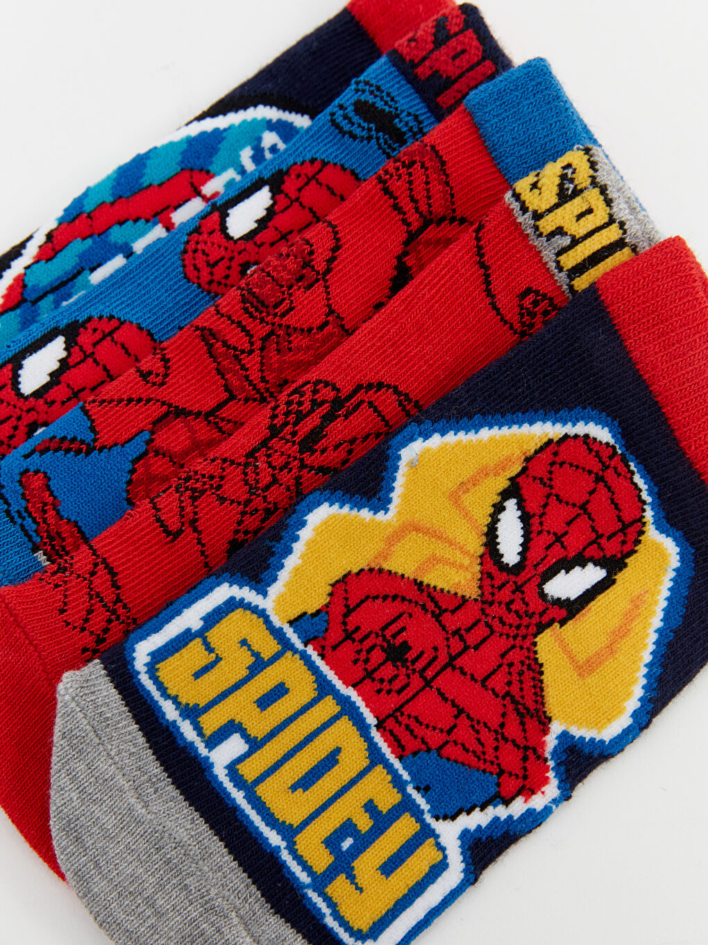 Karışık Spider-Man Desenli Erkek Çocuk Patik Çorap 5'li-3