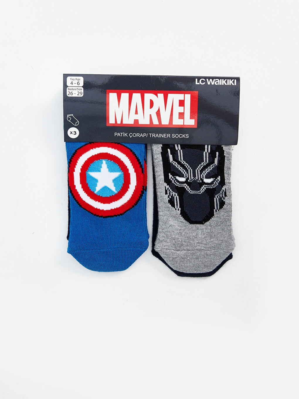 Captain America Patterned Boy Booties Socks 3-Piece -S44492Z4-K00
