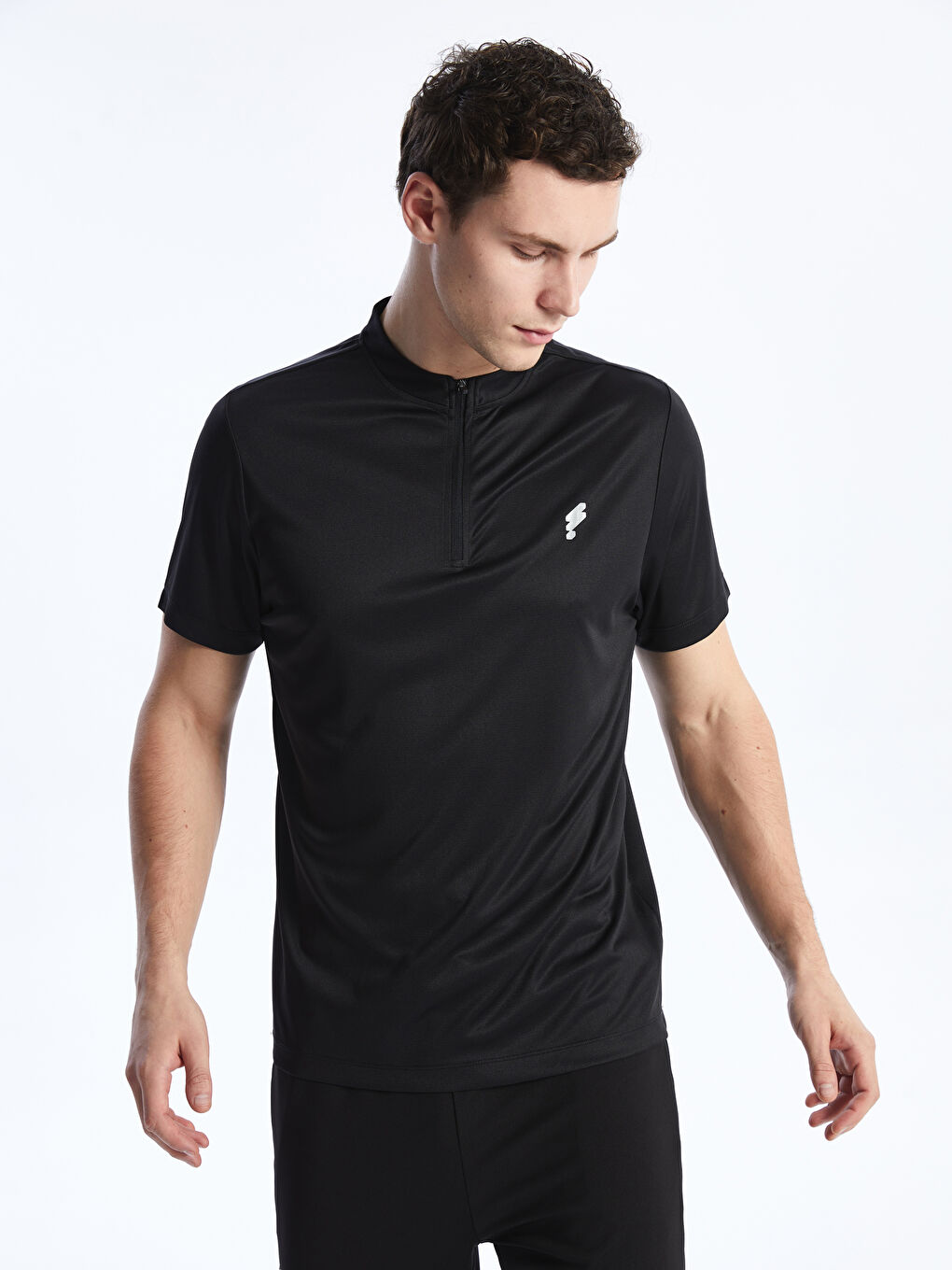 DRY-TECH Zipper Standing Collar Short Sleeve Men's T-Shirt -S44516Z8-CVL